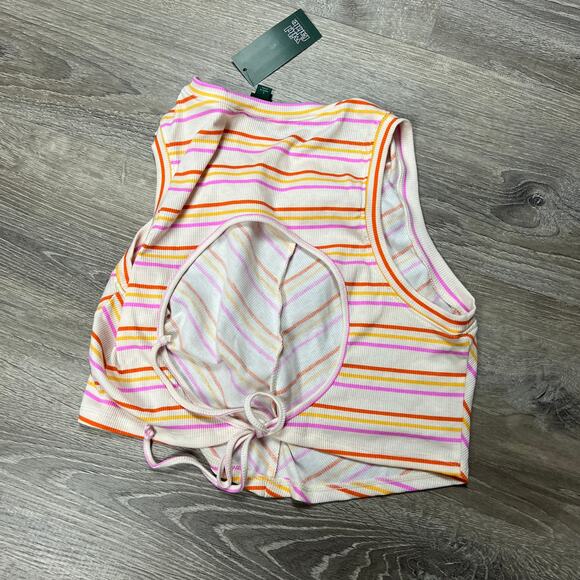 Wild Fable Women's Orange Striped Open Back Tiny Tank Top - Size XL - NWT - Picture 4 of 5